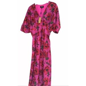 NWT Alexia Admor Bright Rose Lily Floral MIDI empire waist Dress  size 6